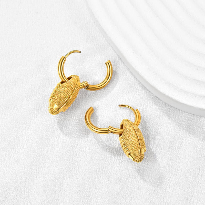 American Football Dangle Hoop Earrings for