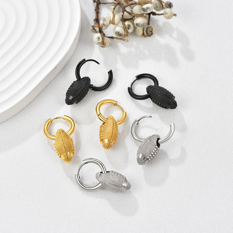American Football Dangle Hoop Earrings for