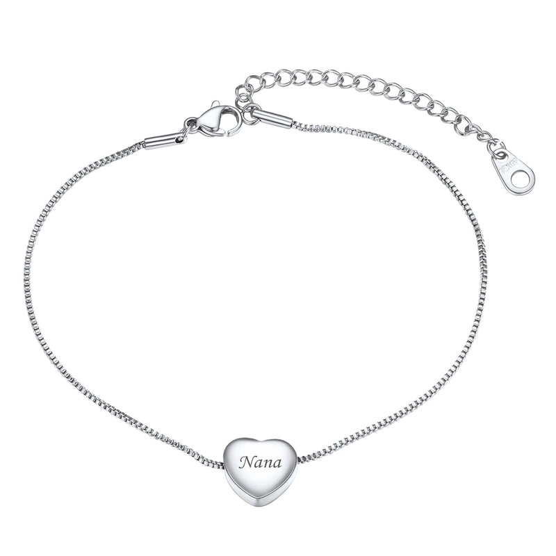 Custom Engraving Heart Ankle Bracelet With Cable Chain for