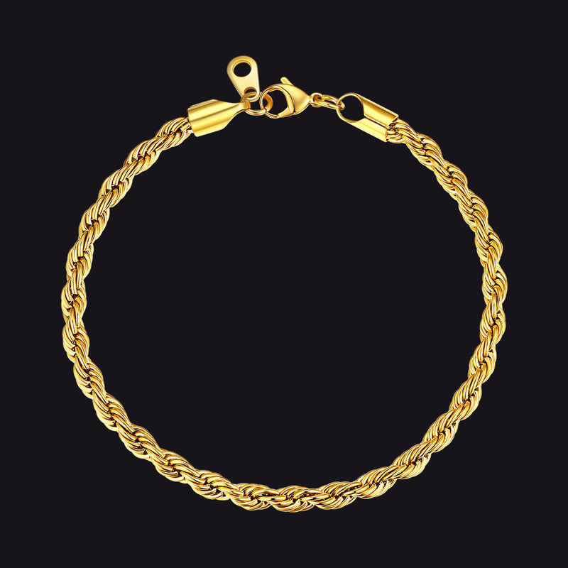 3mm/6mm Link Rope Chain Bracelet for