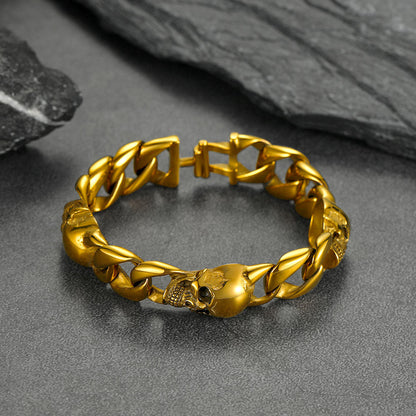 Gothic Skull Cuban Chain Bracelet for