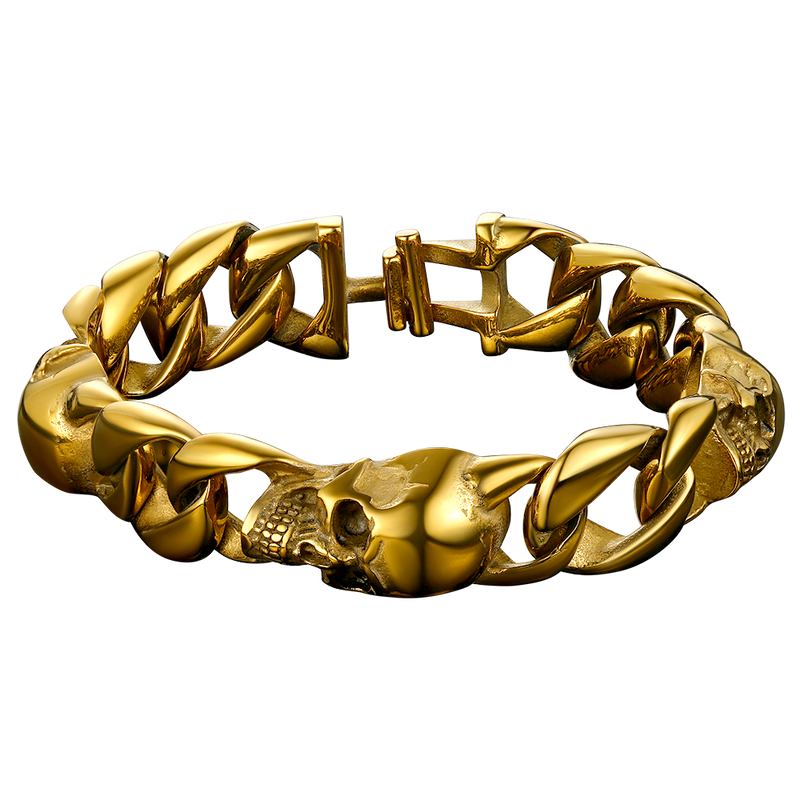 Gothic Skull Cuban Chain Bracelet for