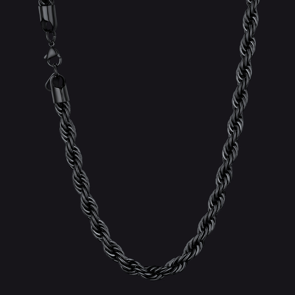 Twisted Rope Chain Stainless Steel Link Necklace for