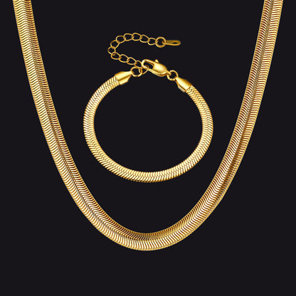 8mm Snake Link Chain & 5mm Bracelet Set for
