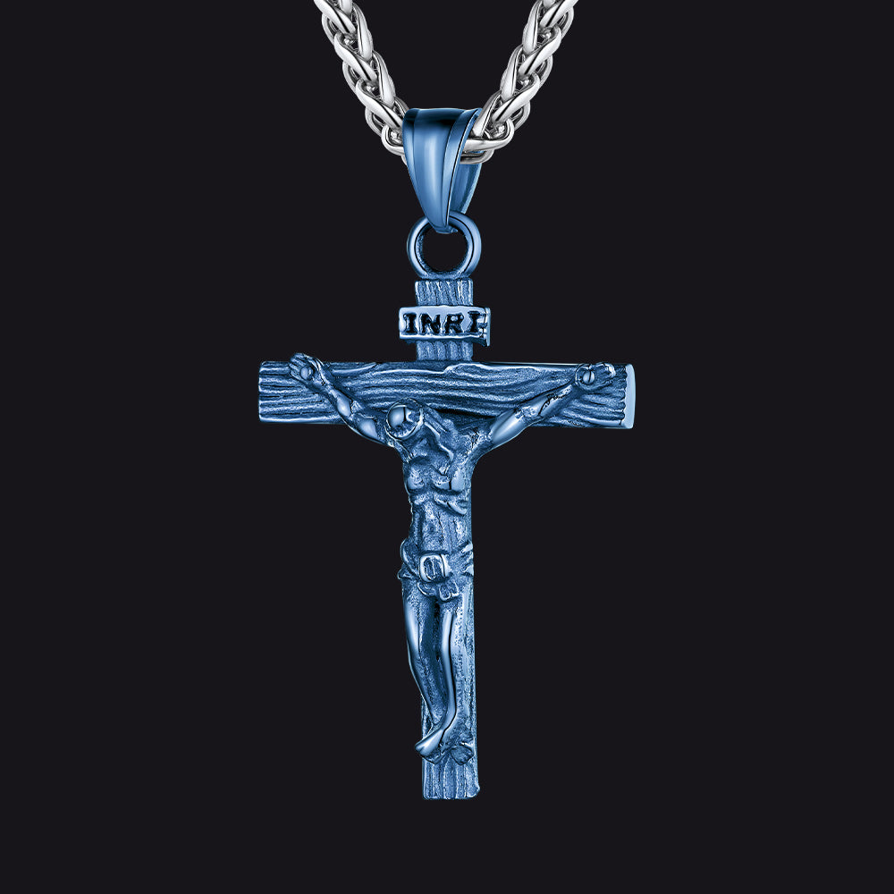 Christian Black Enamel Cross Necklace for