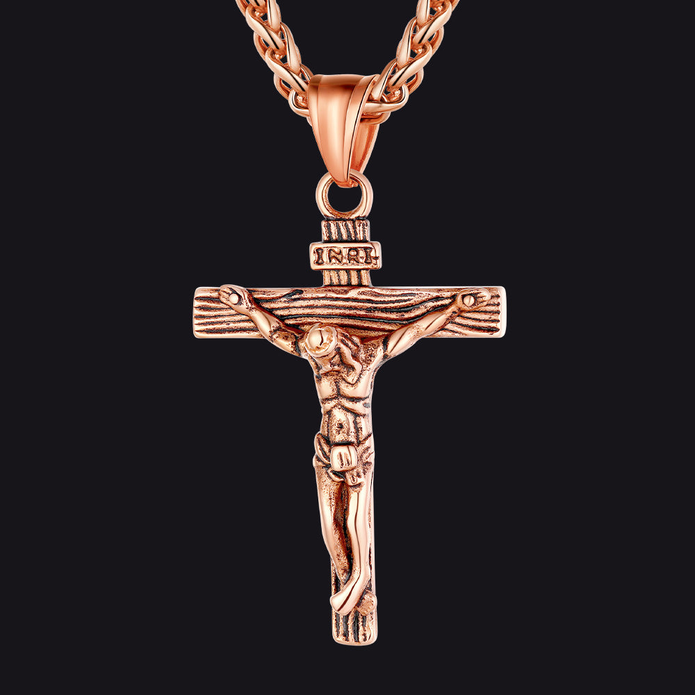Christian Black Enamel Cross Necklace for