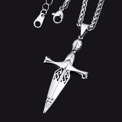Knife Cross Necklace Pendant for
