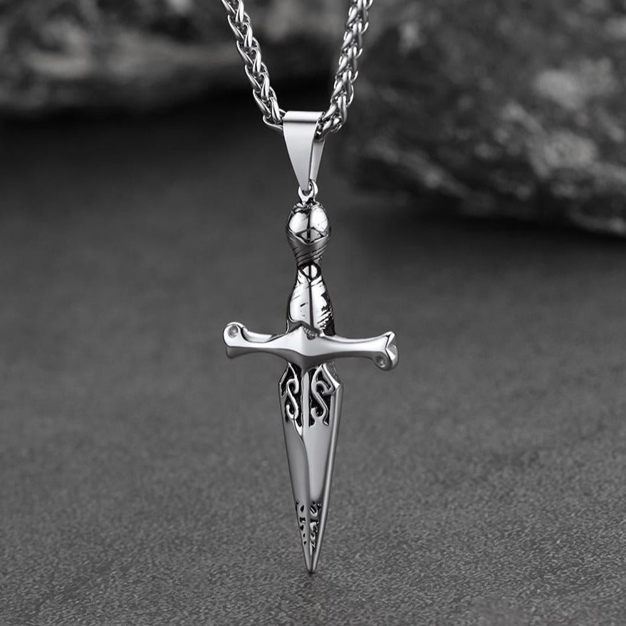 Knife Cross Necklace Pendant for