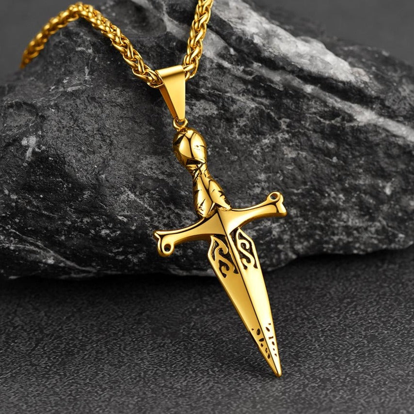 Knife Cross Necklace Pendant for