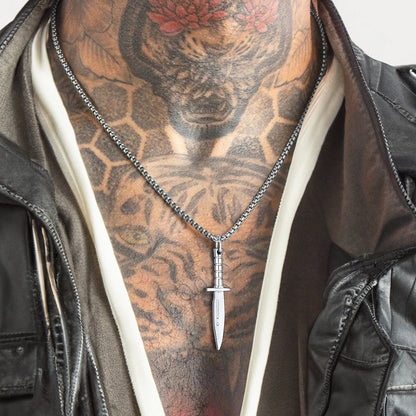 Hip Hop Knife Dagger Pendant Necklace for