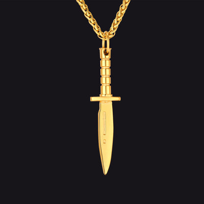 Hip Hop Knife Dagger Pendant Necklace for