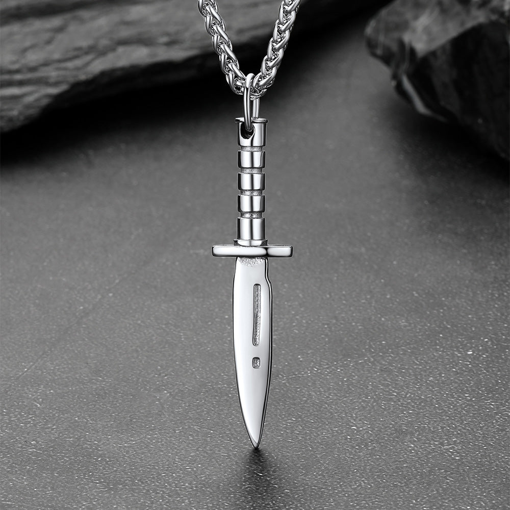Hip Hop Knife Dagger Pendant Necklace for