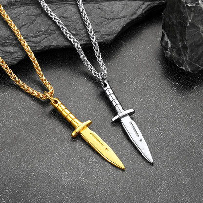Hip Hop Knife Dagger Pendant Necklace for