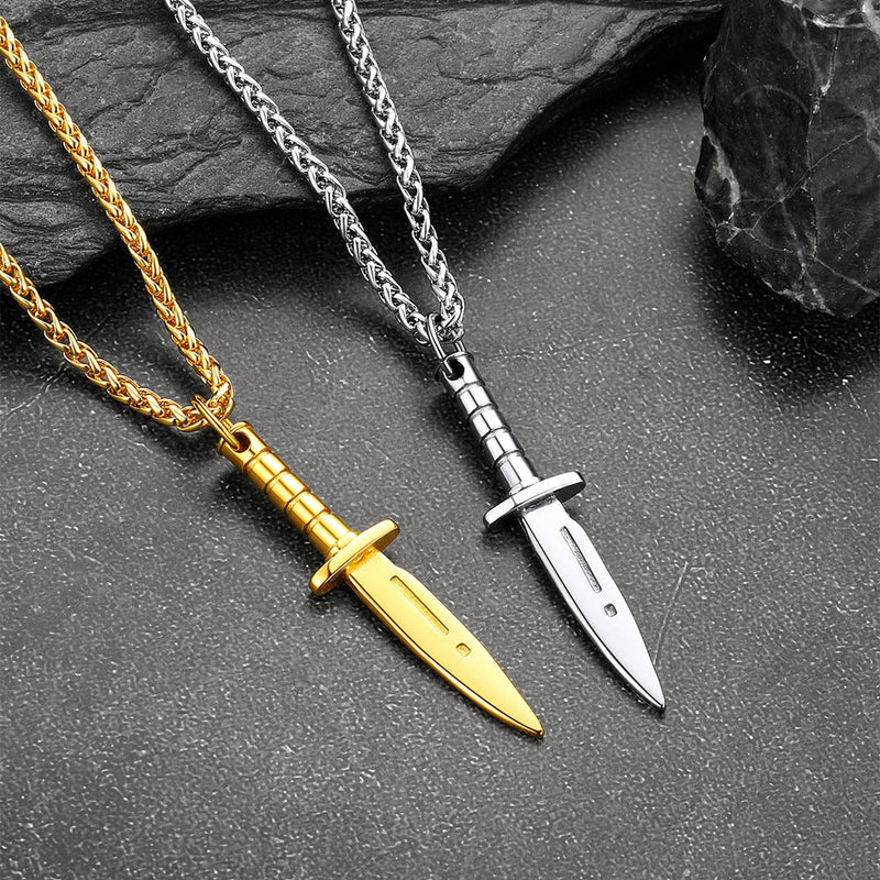 Hip Hop Knife Dagger Pendant Necklace for