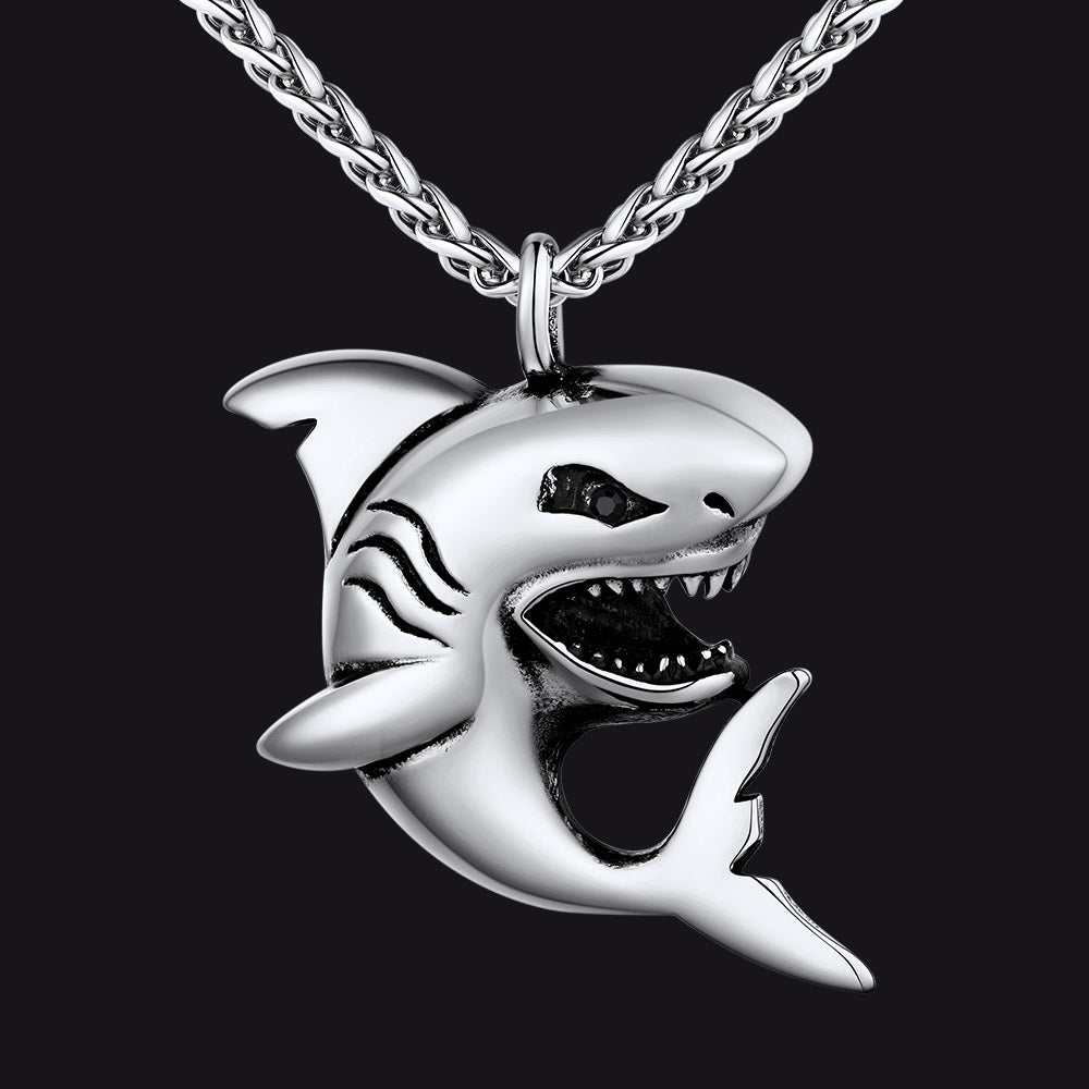 Stainless Steel Shark Pendant Necklace for