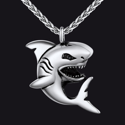 Stainless Steel Shark Pendant Necklace for
