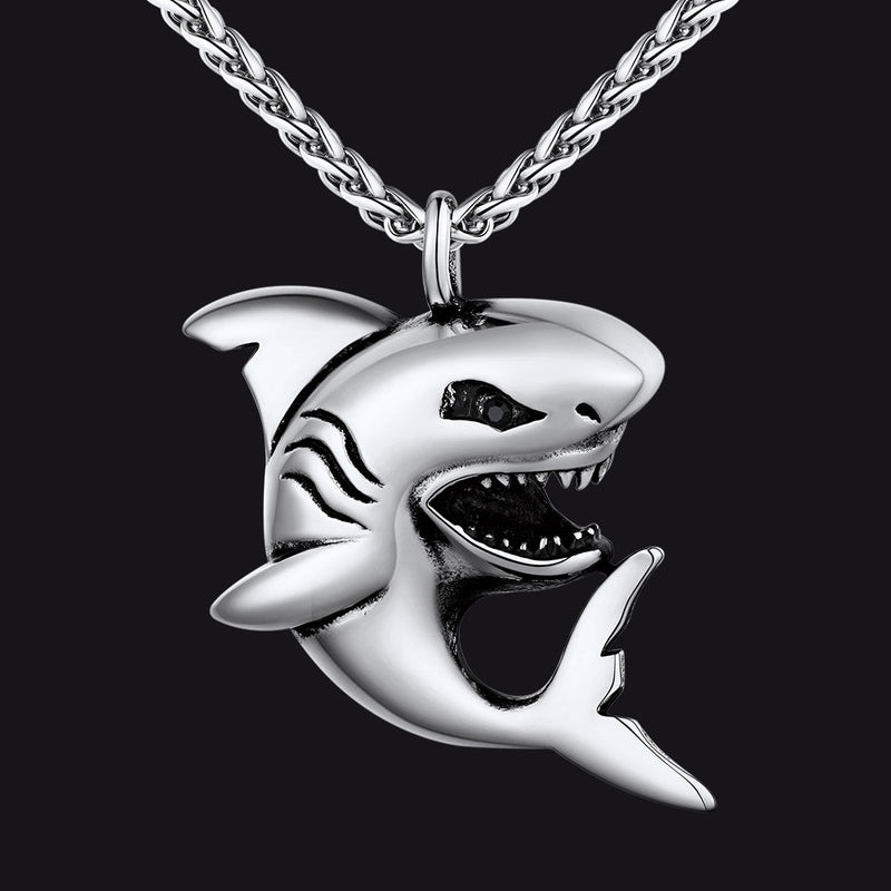Stainless Steel Shark Pendant Necklace for