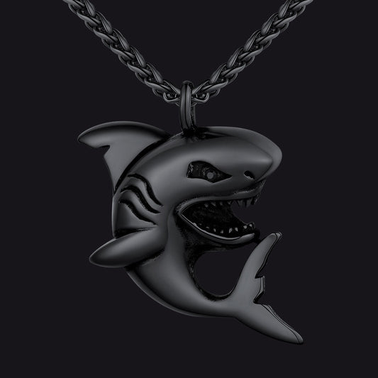 Stainless Steel Shark Pendant Necklace for