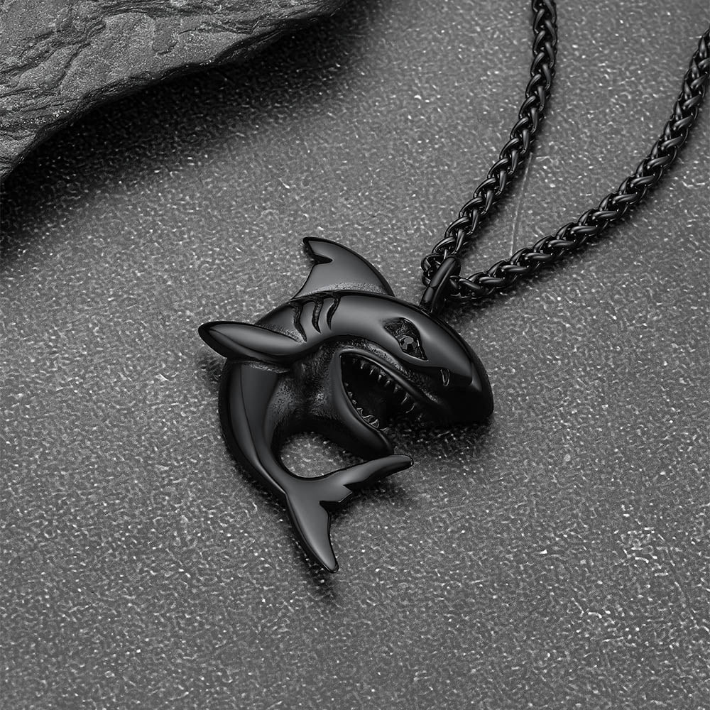 Stainless Steel Shark Pendant Necklace for