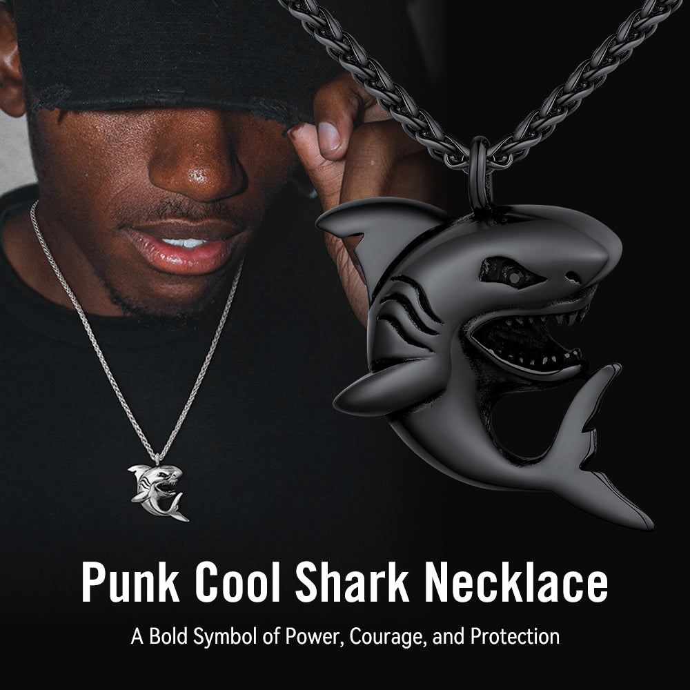 Stainless Steel Shark Pendant Necklace for