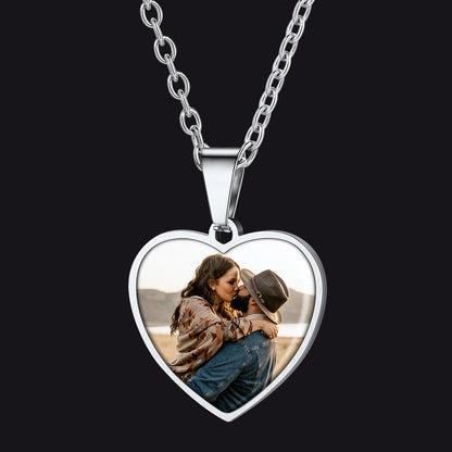 Customized Double-sided Picture Heart Necklace for