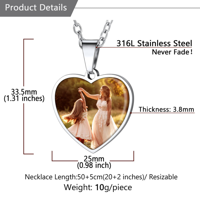 Customized Double-sided Picture Heart Necklace for