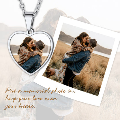 Customized Double-sided Picture Heart Necklace for