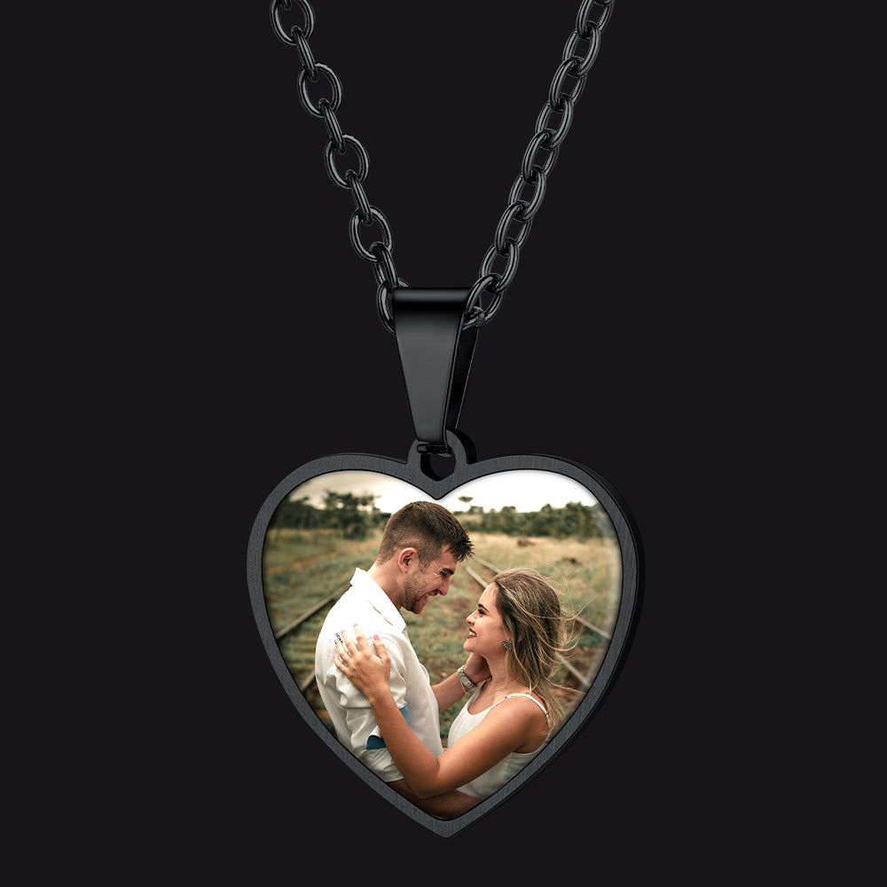 Customized Double-sided Picture Heart Necklace for