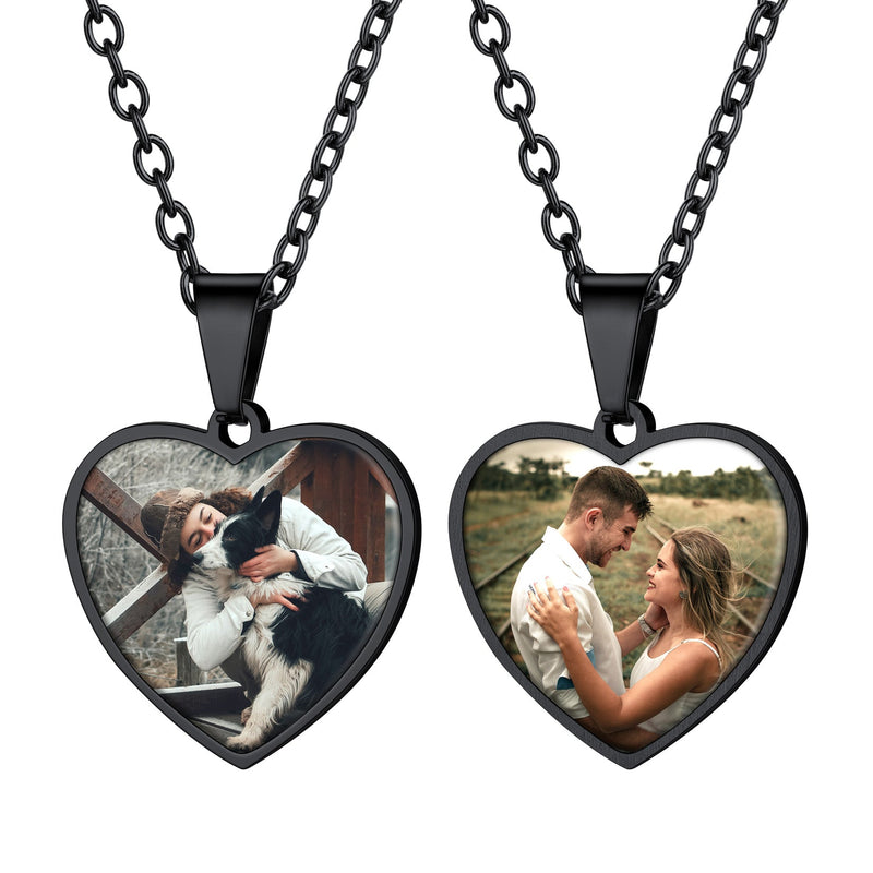 Customized Double-sided Picture Heart Necklace for