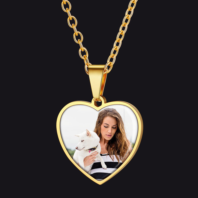 Customized Double-sided Picture Heart Necklace for