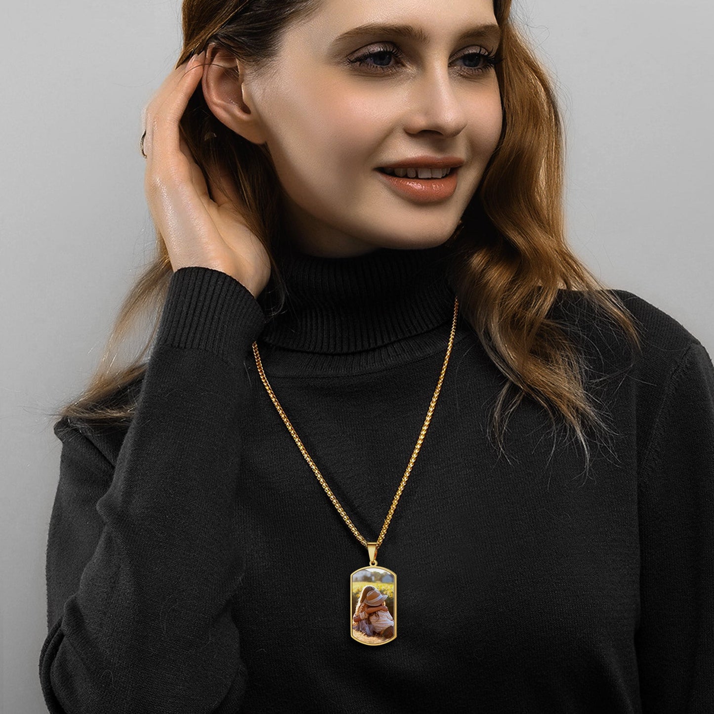Personalized Double-side Photo Dog Tag Necklace With Picture for