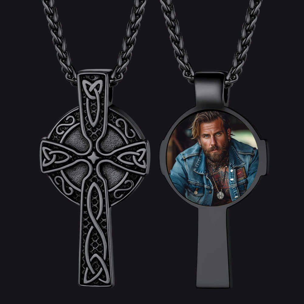 Personalized Celtic Cross Pendant Necklace With Picture
