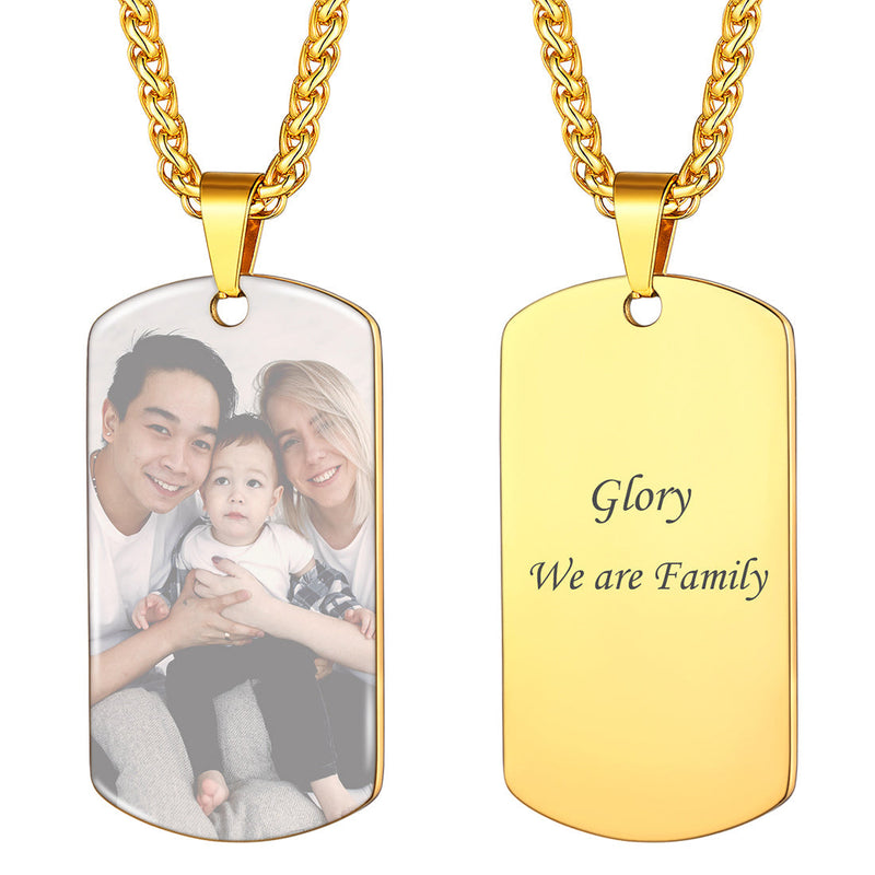 Personalized Photo Dog Tag Pendant Picture Necklace for