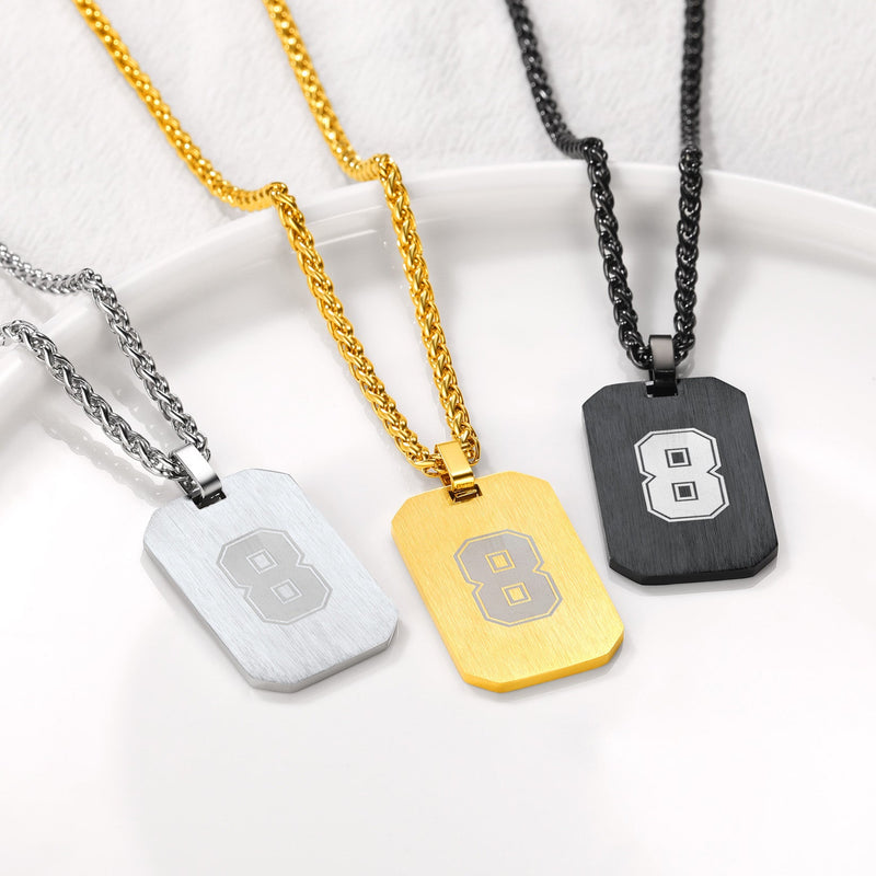 Customized Jersey Number Dog Tag Pendant Necklace for
