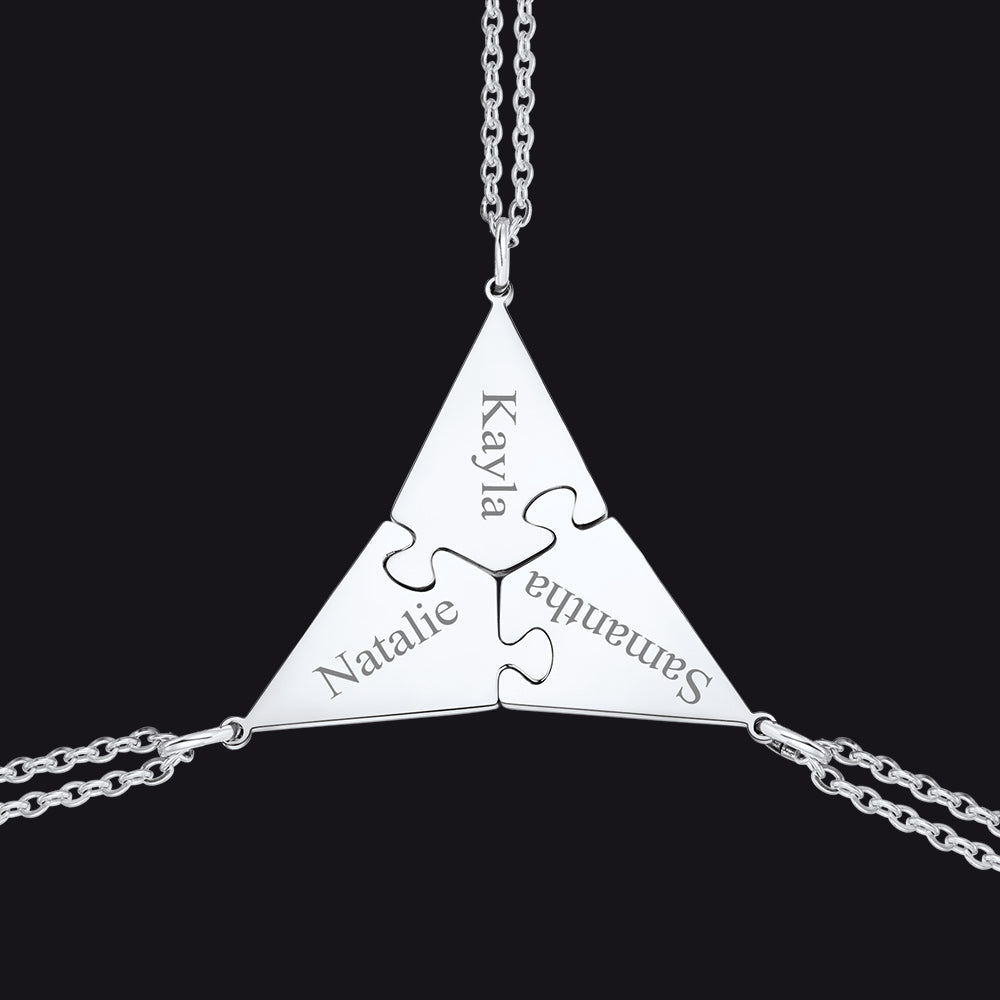 Custom Puzzle Piece Matching Necklaces Set for Bff Family