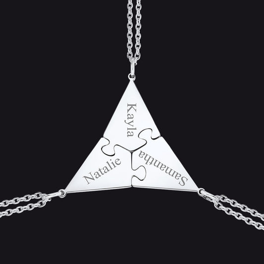 Custom Puzzle Piece Matching Necklaces Set for Bff Family