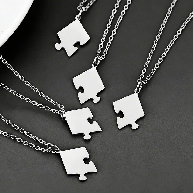 Custom Puzzle Piece Matching Necklaces Set for Bff Family