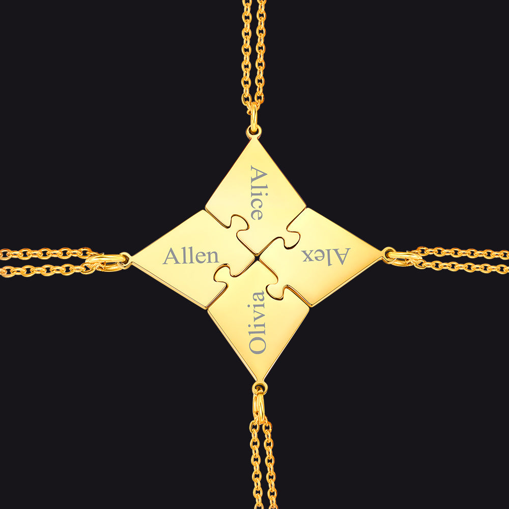 Custom Puzzle Piece Matching Necklaces Set for Bff Family