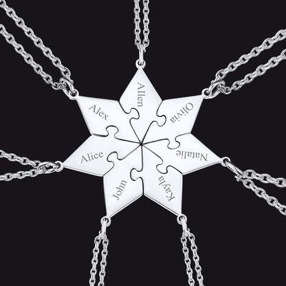 Custom Puzzle Piece Matching Necklaces Set for Bff Family