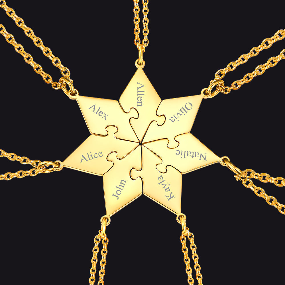 Custom Puzzle Piece Matching Necklaces Set for Bff Family