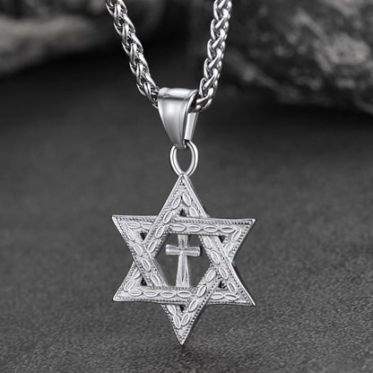 Jewish Star of David Cross Necklace for