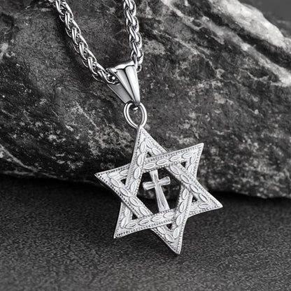 Jewish Star of David Cross Necklace for