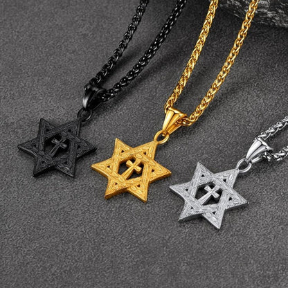 Jewish Star of David Cross Necklace for