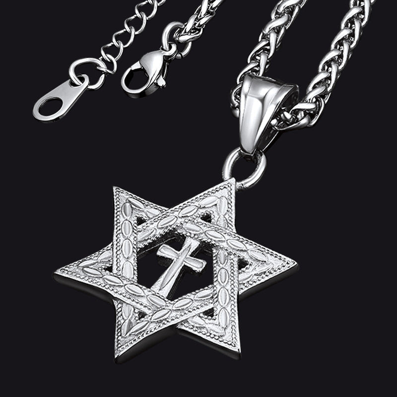 Jewish Star of David Cross Necklace for