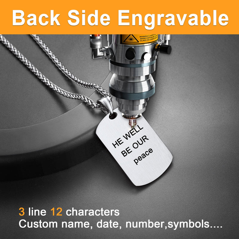 Engraved American Flag Eagle Dog Tag Necklace for