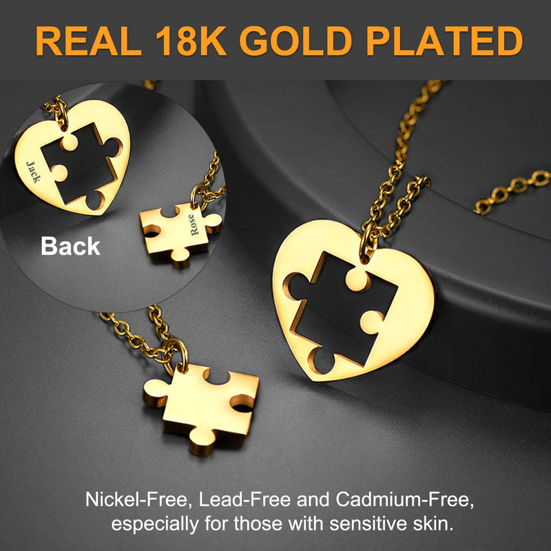 Customized Heart Puzzle Matching Necklaces Set for Couple Mom Daughter