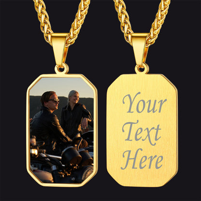 Customized Engraved Photo Dog Tag Necklace for /