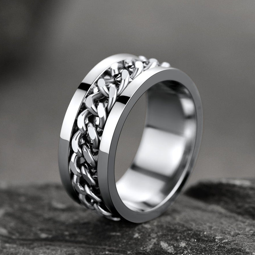 Cuban Chain Link Fidget Spinner Anxiety Ring for