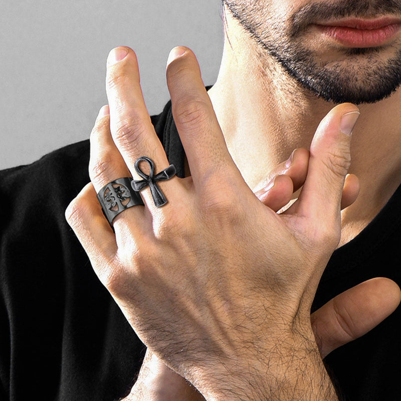 Egyptian Coptic Ankh Cross Stainless Steel Ring for