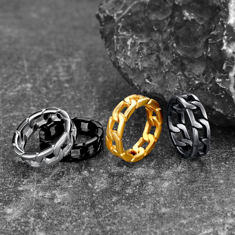 Chunky Cuban Link Chain Ring for Stainless Steel
